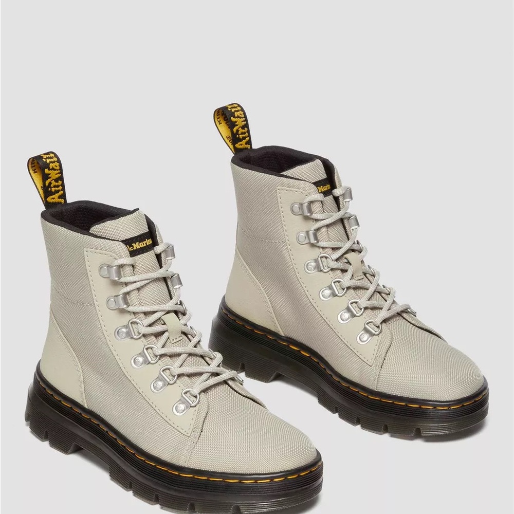 Dr Doc Martens Womens Air Wair Taupe Lace Up Combat Boots Size 8 NEW - Picture 4 of 11